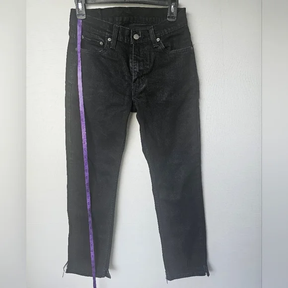 Levi's Slim Black Men's Jeans with Raw Hem - Picture 10 of 16